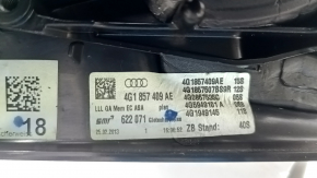 Oglinda laterala stanga completa Audi A6 C7 12-18 14+2 pini, pentru depozit auto, BSM, semnalizator, auto-dimming, cu capac, alb, zgarieturi