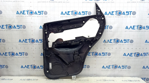 Обшивка двери карточка задняя левая Mazda CX-5 17-23 с черной вставкой кожа, подлокотник кожа черный, молдинг серый, с ручкой