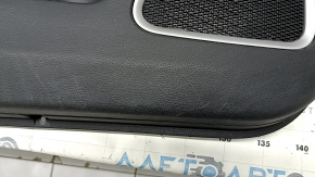 Cartelă de ornamente uși față stânga Jeep Compass 17-21 negru, cotieră piele neagră, cusături maro, plastic albit, zgârieturi, curățare chimică