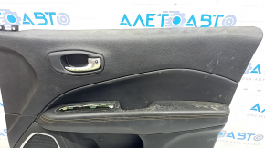 Cartelă de ornamente uși față dreapta Jeep Compass 17-21 negru cu inserție din piele neagră, cotieră piele neagră cu cusături maro, curățabil uscat