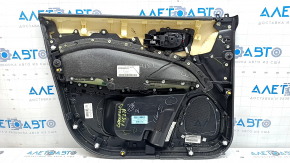 Cartelă de ornamente uși față dreapta Jeep Compass 17-21 negru cu inserție din piele neagră, cotieră piele neagră cu cusături maro, curățabil uscat