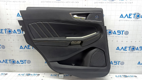 Обшивка двери карточка задняя левая Ford Edge 19-24 кожа черная с серой строчкой, подлокотник кожа черный с серой строчкой, с ручкой, ST