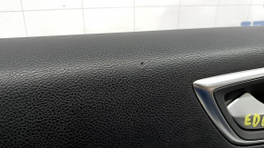 Обшивка двери карточка передняя левая Ford Edge 19-24 кожа черная с серой строчкой, подлокотник кожа черный с серой строчкой, Bang & olufsen, с ручкой, ST, тычка