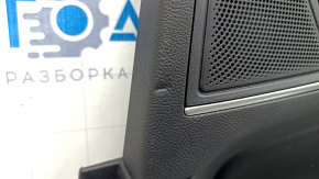 Обшивка двери карточка задняя правая Ford Edge 19-24 кожа черная с серой строчкой, подлокотник кожа черный с серой строчкой, с ручкой, ST, примята