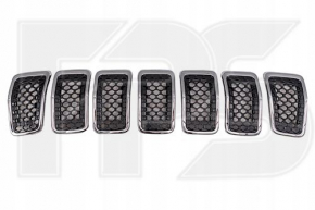 Решетка радиатора grill Jeep Cherokee KL 19-23 рест хром комплект 7шт