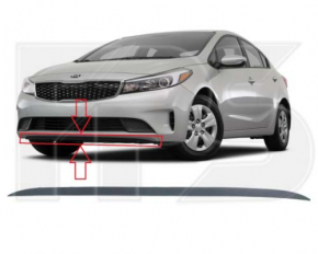 Губа переднего бампера Kia Forte 4d 17-18 рест