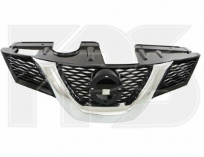 Решетка радиатора grill Nissan Rogue 14-15 без камеры без эмблемы