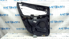 Обшивка двери карточка задняя правая Ford Escape MK4 20-22 черная, бежевый подлокотник кожа, с ручкой и накладками, потертости, тычки