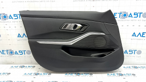 Обшивка двери карточка передняя левая BMW 3 G20 19-26 черная, с ручкой, с подсветкой, примята
