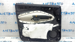 Обшивка двери карточка передняя правая Ford Escape MK3 17-19 рест черная, подлокотник кожа черная, хром ручка