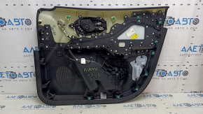 Обшивка двери карточка передняя левая Jeep Cherokee KL 19-22 черная, с черной вставкой кожа, подлокотник кожа, серый молдинг, под память сидений, с ручкой, потертости, царапины