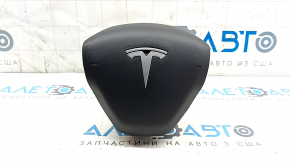 Подушка безопасности airbag в руль водительская Tesla Model 3 18- черн, ржавый пиропатрон, потерта