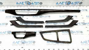 Set ornamente interioare pentru Audi Q7 16-19 lemn de culoare închisă, tip 2, zgârieturi, ornamente ars ale consolei centrale