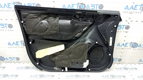 Обшивка двери карточка передняя правая Subaru Forester 17-18 SJ черная с серой вставкой ткань, подлокотник кожа серая, с ручкой, с серой накладкой, под чистку