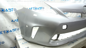 Бампер передний голый Toyota Prius V 12-14 дорест под парктроники и омыватель, серебро, царапины