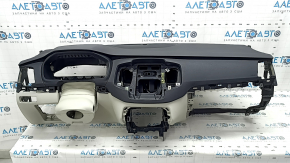Торпедо передняя панель с AIRBAG Volvo XC90 16 с простой проекцией серая с черным, с накладкой щитка приборов и обрамлением рулевой колонки