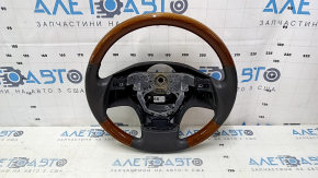 Руль голый Lexus RX350 RX450h 10-12 дорест, серая кожа, с темным деревом, протерта кожа, царапины