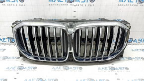 Решетка радиатора grill в сборе BMW X5 G05 19-23 с жалюзи дефлектором радиатора 3.0T с моторчиком, X-LINE, под камеру 360, хром, песок, вздулся хром