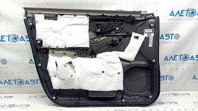 Garnitură uși față dreapta Nissan Rogue 23-24 US construit negru cu inserție din piele neagră, piele pentru cotieră, partea superioară maro, cu mâner și suprapunere