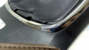 Suporturi pentru pahare si buzunare tapiterie schimbator Toyota Avalon 13-18 negru, cu suport pahare maro piele, zgarieturi