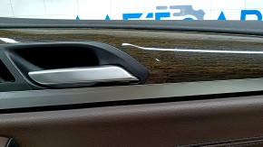 Garnitură portiere față dreapta BMW X3 G01 18-21 piele bej, inserție din piele bej, cusături gri, inserție din lemn de plop, cu mâner, cu nasturi, curățabil uscat