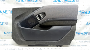 Обшивка двери карточка передняя правая BMW i3 14-21 черная, подлокотник черная кожа, вставка серая ткань, с накладками