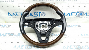 Руль голый Mercedes W213 E 300/400/43 17-18 под лепестки, без подогрева, кожа черная, под дерево, с креплением