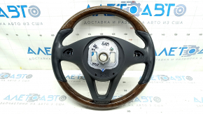 Руль голый Mercedes W213 E 300/400/43 17-18 под лепестки, без подогрева, кожа черная, под дерево, с креплением