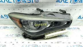Фара передняя правая в сборе Infiniti Q50 18-20 без AFS с нижним креплением, LED, контакт с водой, царапины