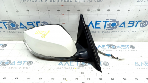 Зеркало боковое правое в сборе Infiniti Q50 14-20 7 пинов, поворотник, белое