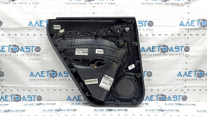 Обшивка двери карточка задняя правая Audi Q3 8U 15-18 черная с коричневой кожей, накладка под дерево, с ручкой, сломаны крепления
