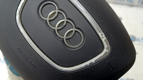 Подушка безопасности airbag в руль водительская Audi Q7 4L 10-15 черная, облез хром, царапина