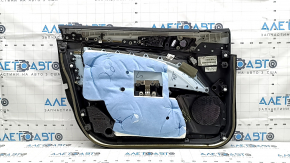Обшивка двери карточка передняя правая Ford Fusion mk5 17-20 titanium, черная с серой вставкой кожа, подлокотник кожа, молдинг серый структура