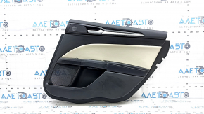 Garnitură portiere spate dreapta Ford Fusion mk5 17-20 negru cu inserție din piele gri, piele cotieră, structură gri mulaj, turnare crăpată 