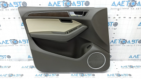 Garnitură portiere față stânga complet Audi Q5 8R 09-17 maro cu inserție din piele bej, piele cotieră, turnare sub lemn lucios, memorie sub scaun, Premium Plus, Bang and Olufsen, spart 