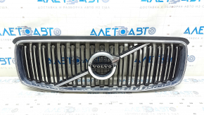 Решетка радиатора grill со значком Volvo XC90 16-19 черная, обрамление хром, без камеры, песок