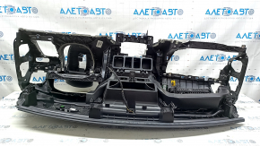 Торпедо передняя панель с AIRBAG Volvo XC90 17-25 тип 1, черная, с простой проекцией, с накладкой щитка приборов и обрамлением рулевой колонки