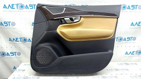 Garnitură uși față dreapta Volvo XC90 16-22 piele neagră, piele inserată bej, piele bej pentru cotieră, fără perdea, cu ornamente din lemn, zgârieturi