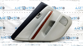 Обшивка двери карточка задняя левая Lexus RX300 RX330 RX350 RX400H 04-09 серая с серой вставкой кожа, подлокотник кожа, молдинг под дерево, с ручкой, царапины
