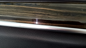 Обшивка двери карточка передняя левая в сборе BMW 5 G30 17-23 кожа черная, подлокотник и вставка кожа черная, молдинг под дерево глянец, под память, царапины, разлезлась ручка, надрывы