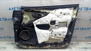 Обшивка двери карточка передняя левая Nissan Murano z52 15-17 черн с черн вставкой кожа, подлокотник черн кожа, молдинг серый глянец, вмятины, царапины