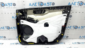 Обшивка двери карточка передняя левая Ford Escape MK4 23-26 черная, St-line, с ручкой, подлокотник кожа черная с красной строчкой, молдинг черный глянец под карбон, царапины, вмятина