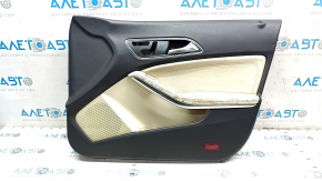 Garnitura portiera fata dreapta Mercedes CLA 14-19 neagra cu insertie de piele bej, piele pentru cotiera, turnare cromata, pentru curatare chimica, stricata