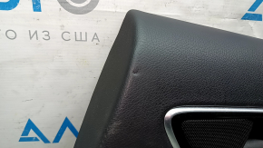 Обшивка двери карточка задняя правая Mercedes CLA 14-19 кожа черная, вставка черная кожа, подлокотник кожа, хром вставка, примят, слом креп
