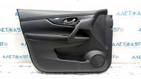 Garnitură portiere față stânga Nissan Rogue 14-16 negru, cu inserție din plastic negru, turnare sub luciu carbon, piele cotieră, zgârietură