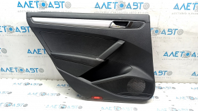 Ornamente ușă spate stânga VW Passat b8 16-19 USA negru cu inserție neagră din plastic, cotiera piele, ornament gri lucios, îndoită, zgâriată