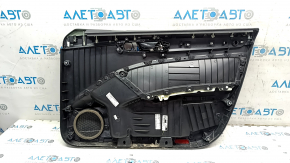 Ornamente ușă față stânga VW Passat b8 16-19 USA negru cu inserție neagră din plastic, cotiera piele, ornament gri lucios