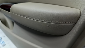 Обшивка двери карточка передняя правая Acura TLX 15-17 кожа беж, подлокотник кожа бежевый, дефект накладки, примят