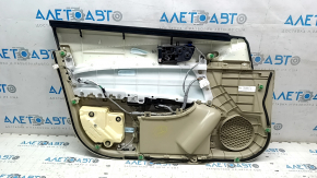 Обшивка двери карточка передняя правая Acura TLX 15-17 кожа беж, подлокотник кожа бежевый, дефект накладки, примят