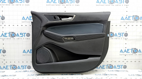 Ornamente ușă față stânga Ford Edge 19-24 negru, SEL, inserție piele albastră, cotiera piele neagră